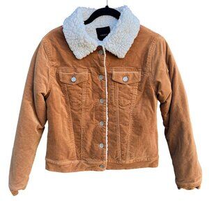 Forever 21‎ Womens Sherpa Faux Shearling Corduroy Jacket S Tan Western Trucker